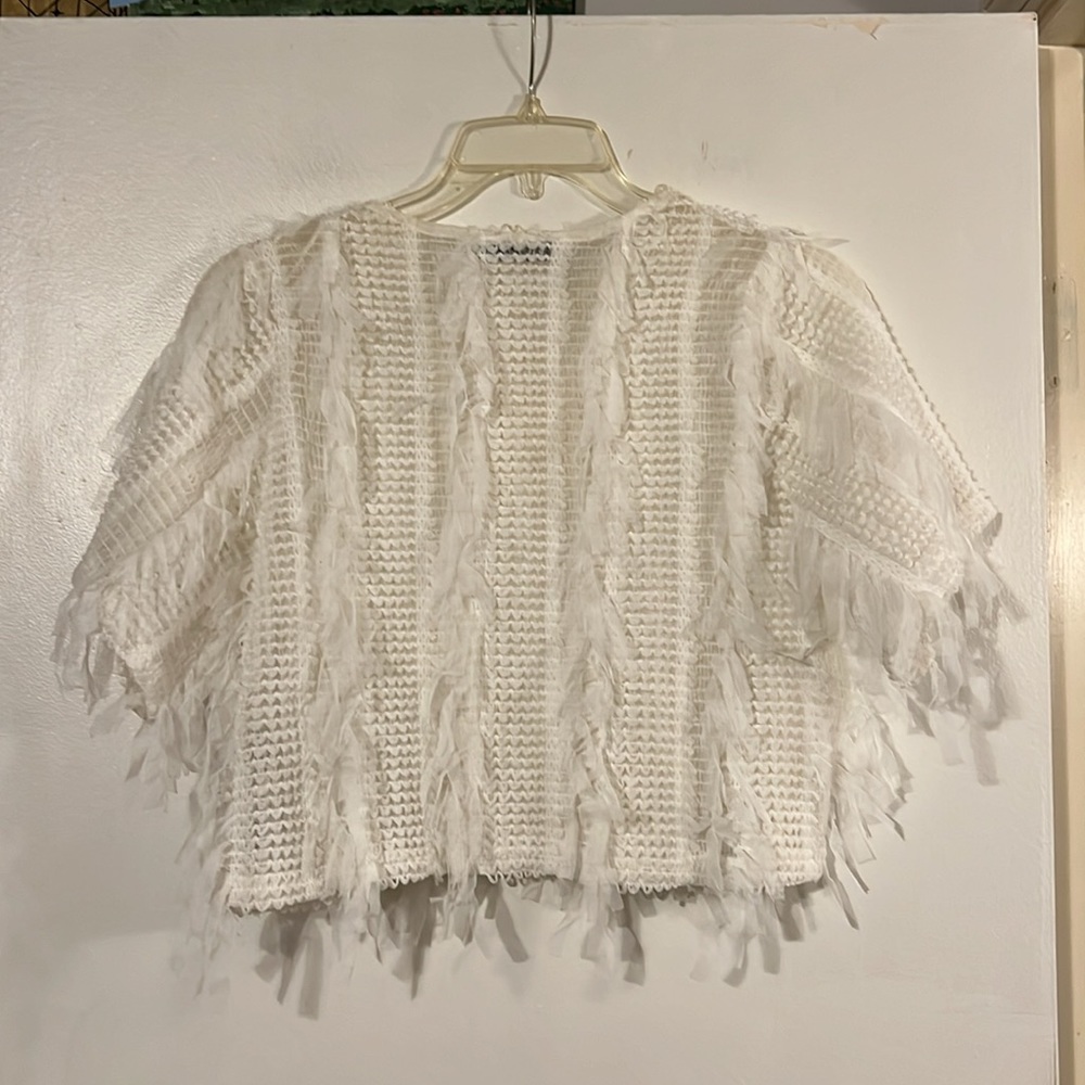 Zara Cream Color Multi Pattern Top - image 6